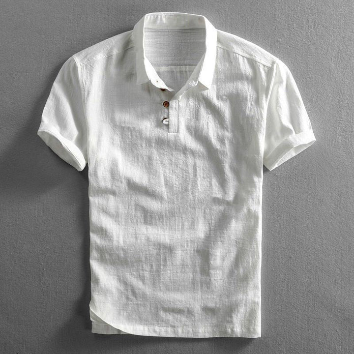 Charlie | Men's Navy Linen Short-Sleeve Polo Shirt
