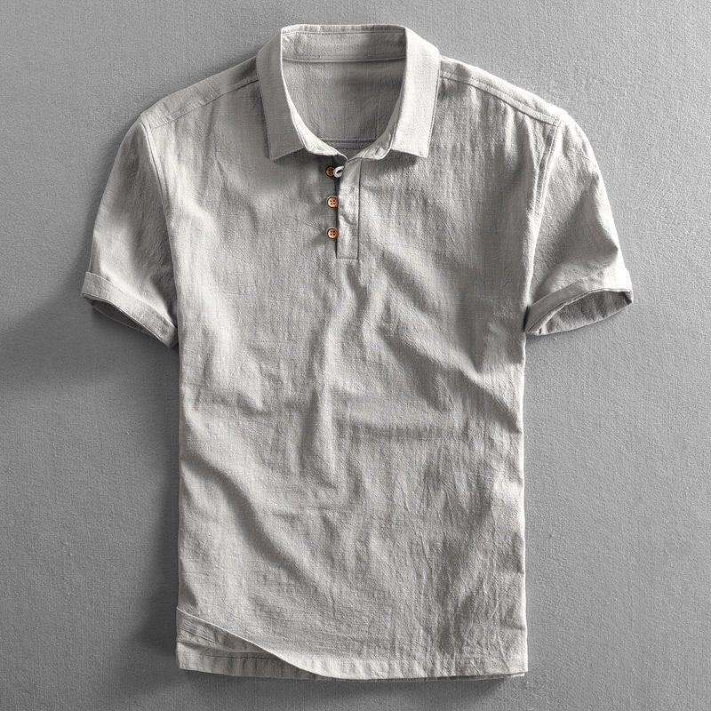 Charlie | Men's Navy Linen Short-Sleeve Polo Shirt