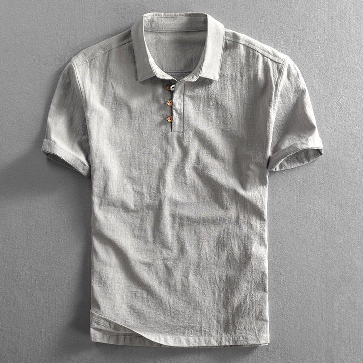 Charlie | Men's Navy Linen Short-Sleeve Polo Shirt
