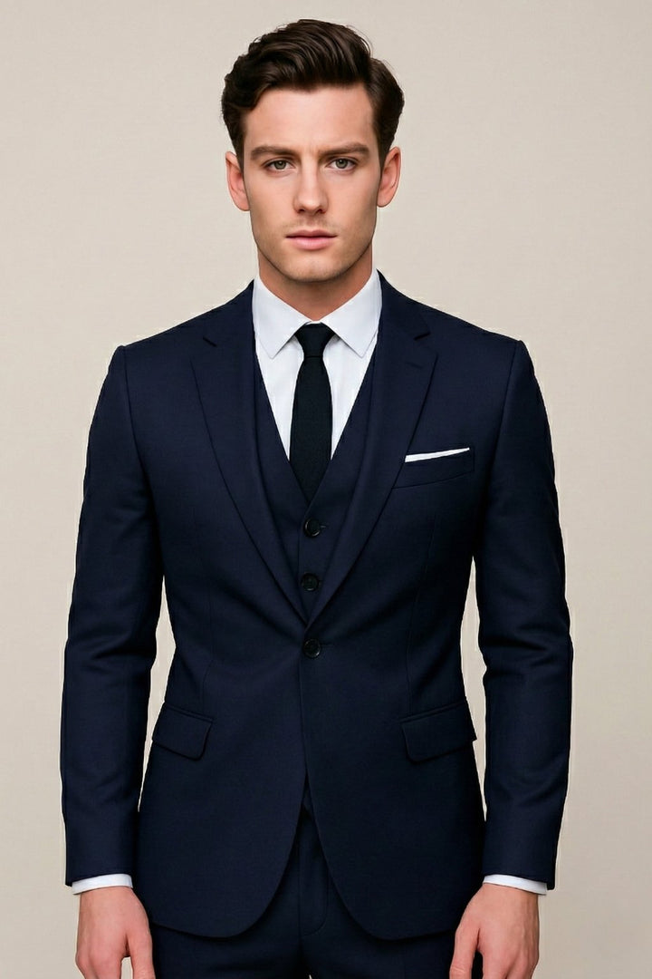 Jack | Herren Navy Slim-Fit Dreiteiliger Anzug für formelle Anlässe