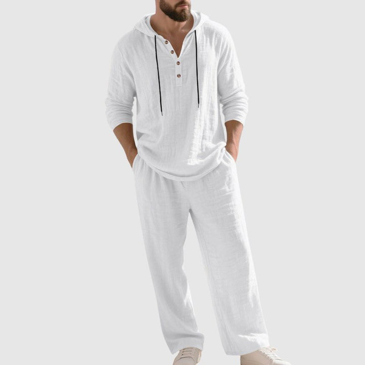 Alfie | Men's Relaxed-Fit Hooded Linen Henley Set