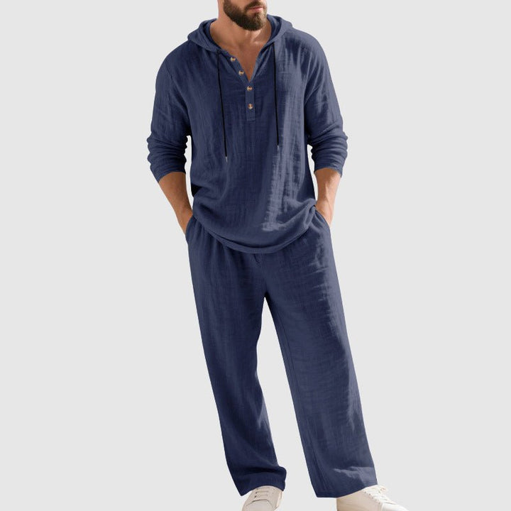 Alfie | Men's Relaxed-Fit Hooded Linen Henley Set