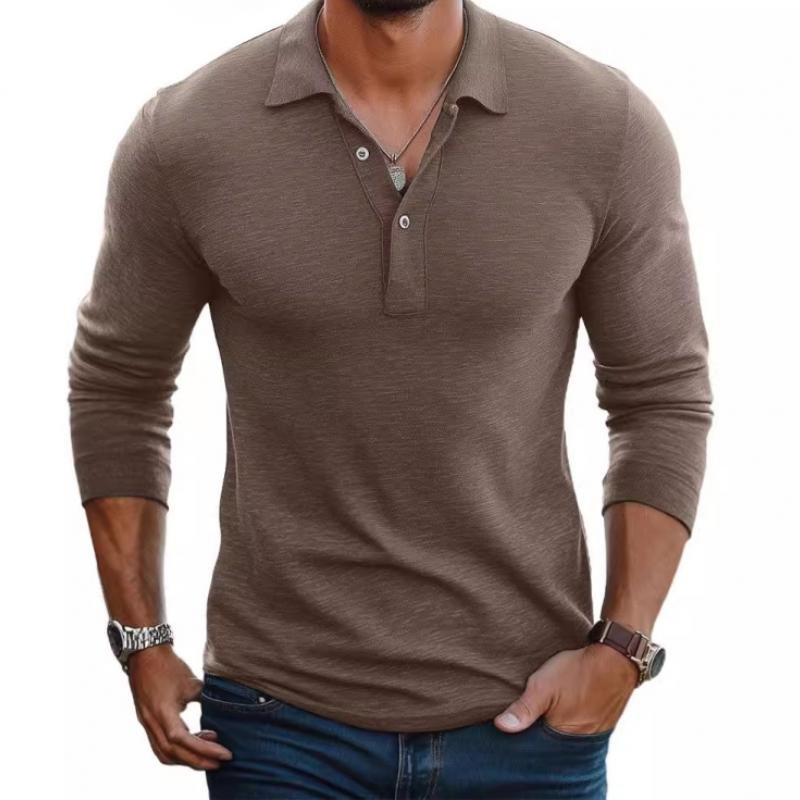 Freddie | Men's Satin-Touch Slim-Fit Long-Sleeve Polo Top
