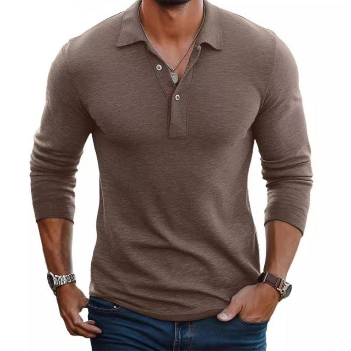 Freddie | Men's Satin-Touch Slim-Fit Long-Sleeve Polo Top