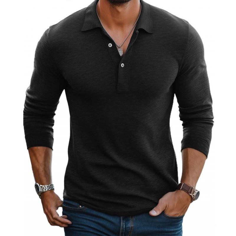 Freddie | Men's Satin-Touch Slim-Fit Long-Sleeve Polo Top