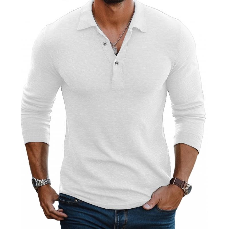 Freddie | Men's Satin-Touch Slim-Fit Long-Sleeve Polo Top