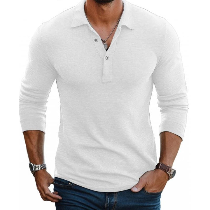 Freddie | Men's Satin-Touch Slim-Fit Long-Sleeve Polo Top