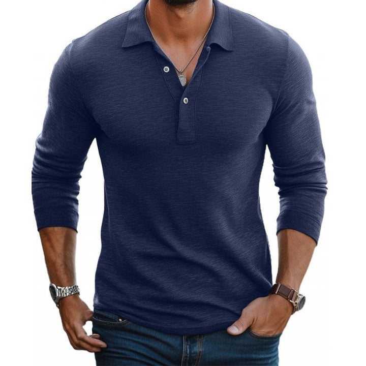 Freddie | Men's Satin-Touch Slim-Fit Long-Sleeve Polo Top