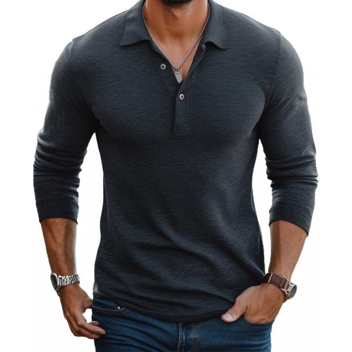 Freddie | Men's Satin-Touch Slim-Fit Long-Sleeve Polo Top