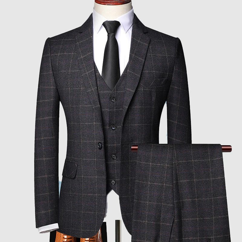 Theo | Men's Three-Piece Checked Formal Attire