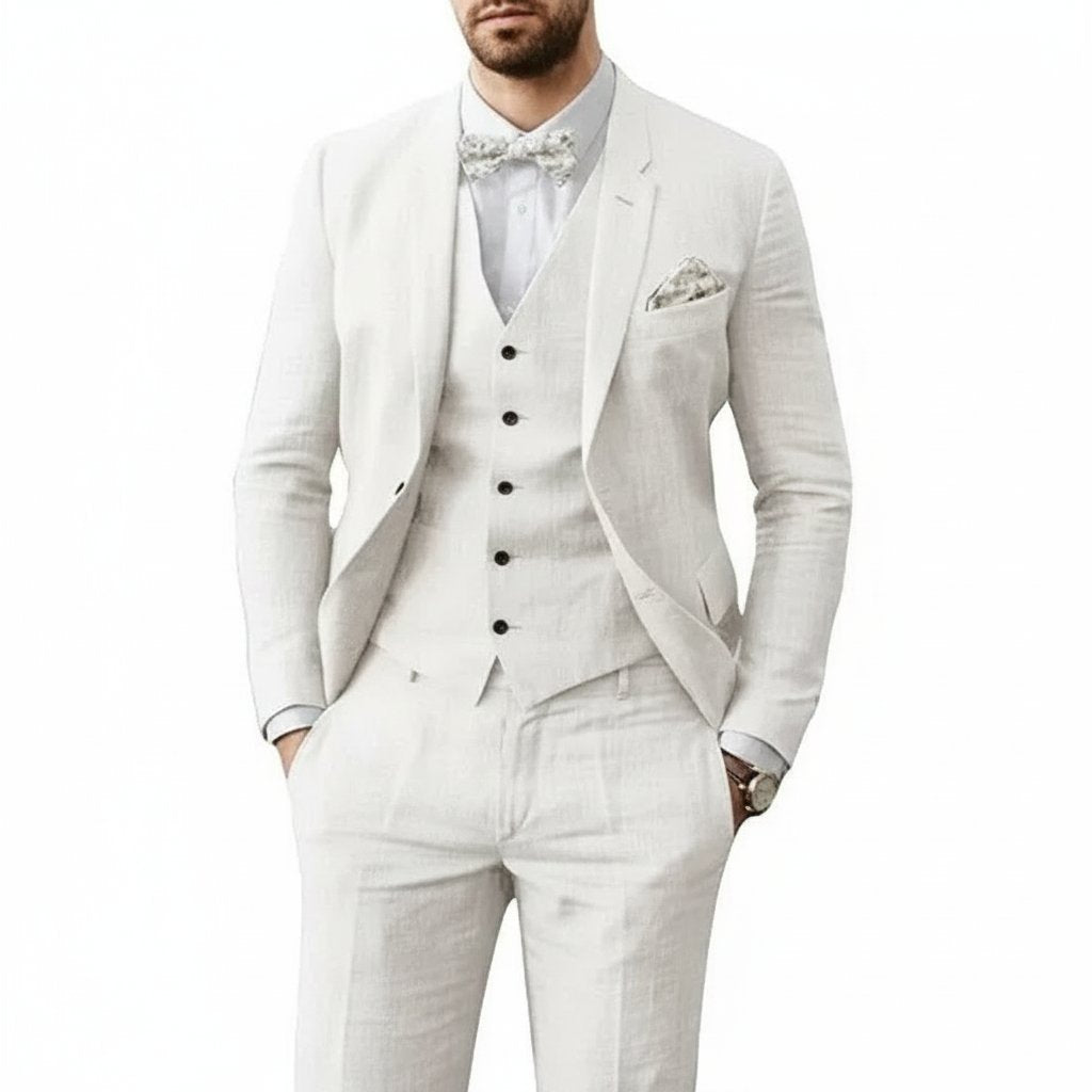 Thomas | Atuendo de boda de lino para hombre de tres piezas