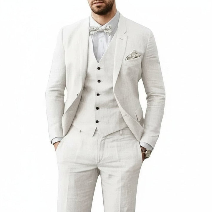 Thomas | Atuendo de boda de lino para hombre de tres piezas
