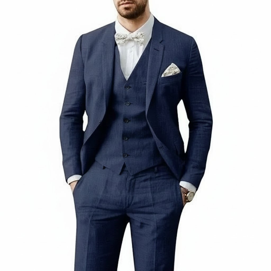 Thomas | Atuendo de boda de lino para hombre de tres piezas