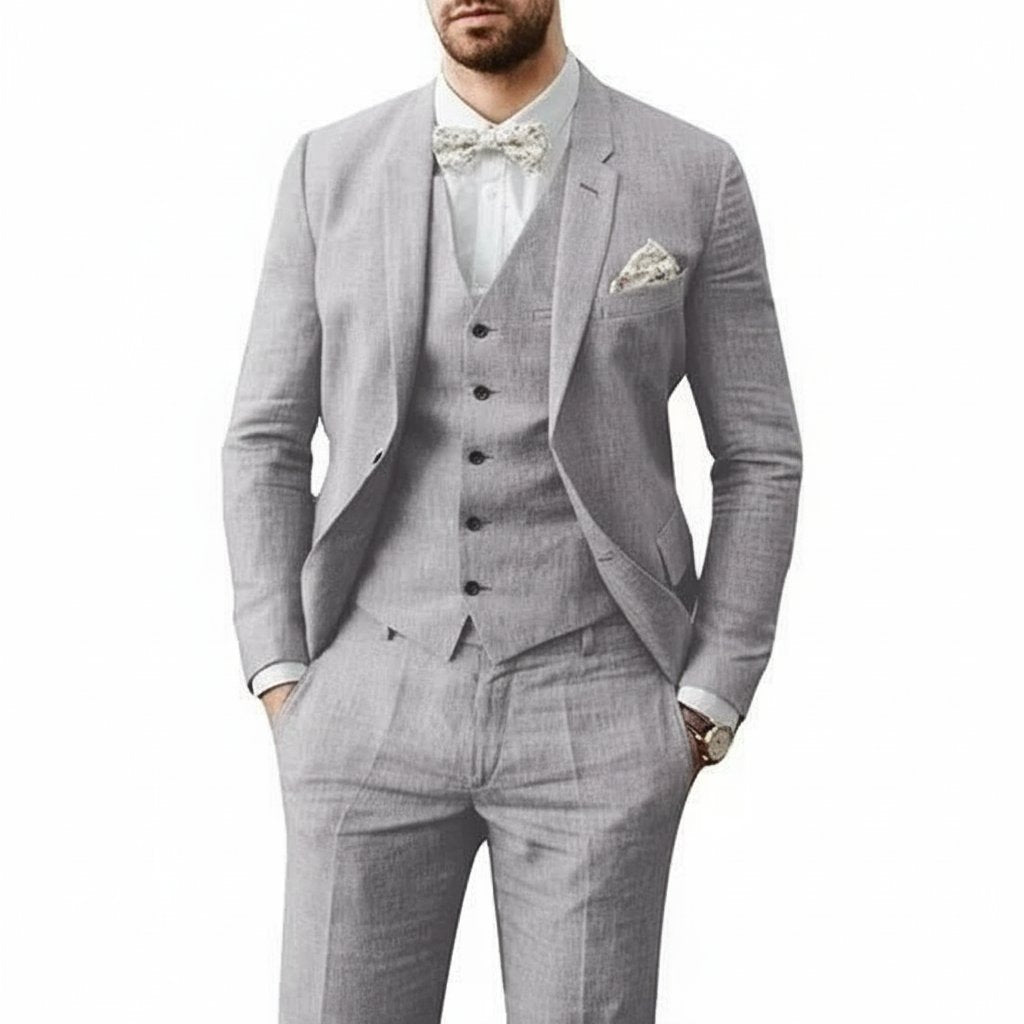 Thomas | Atuendo de boda de lino para hombre de tres piezas