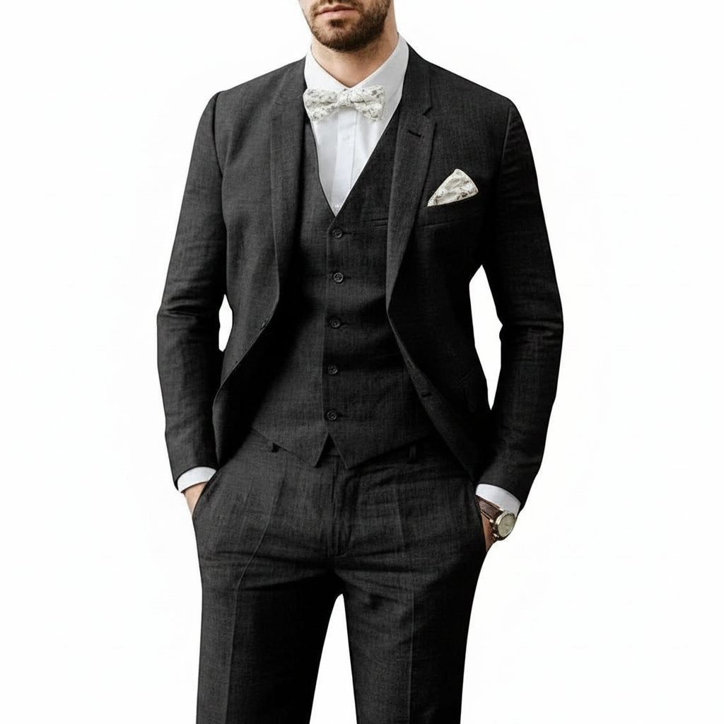 Thomas | Atuendo de boda de lino para hombre de tres piezas