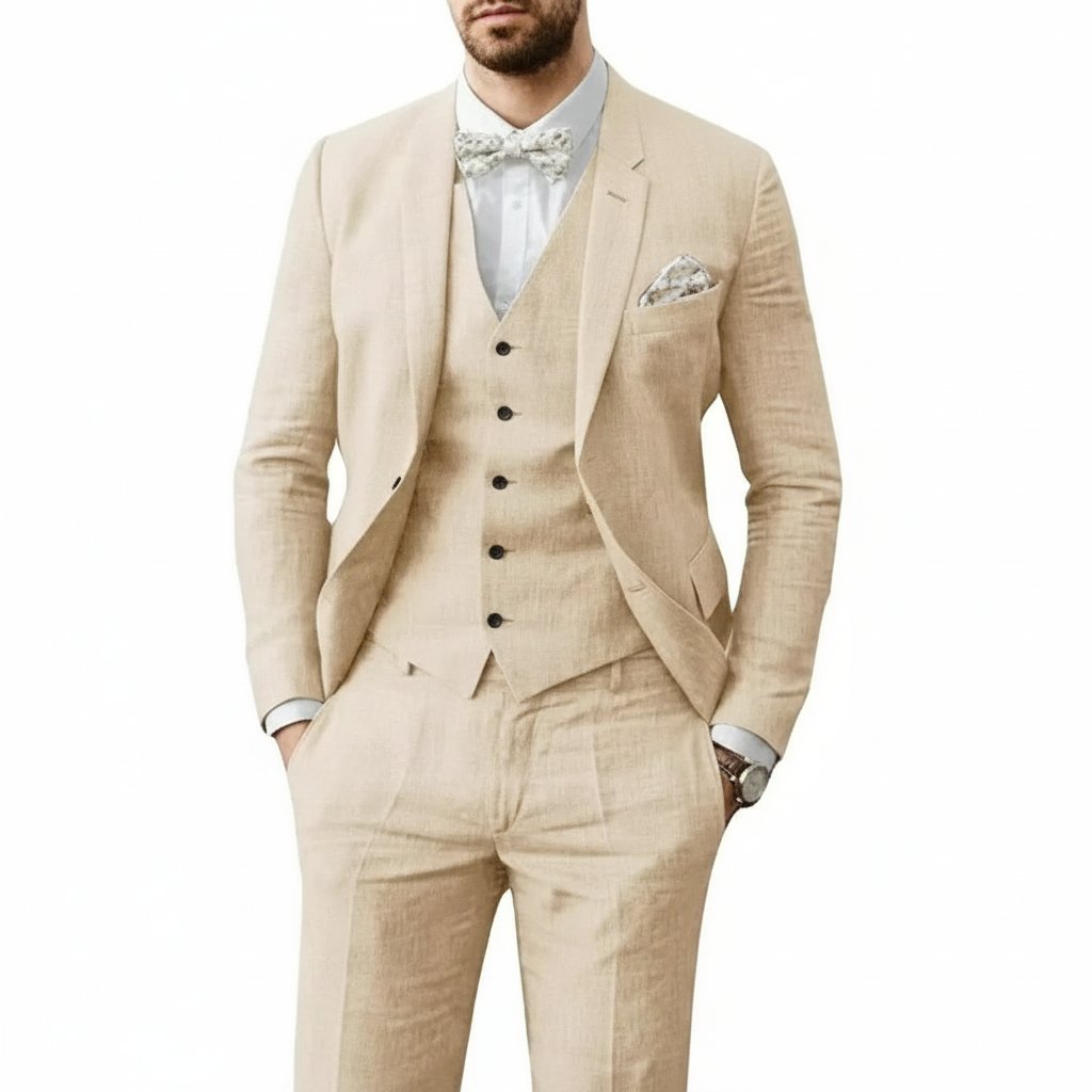 Thomas | Atuendo de boda de lino para hombre de tres piezas