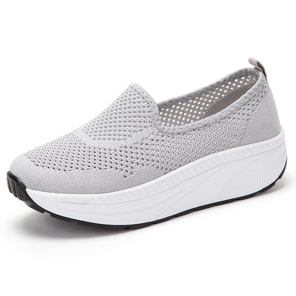 Women's Slip-On Mesh Platform Sneakers Grey