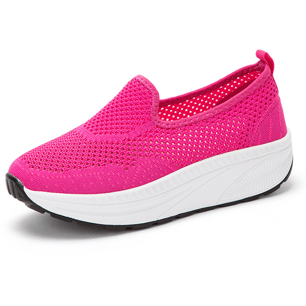 Women's Comfy Slip-On Mesh Platform Sneakers Pink