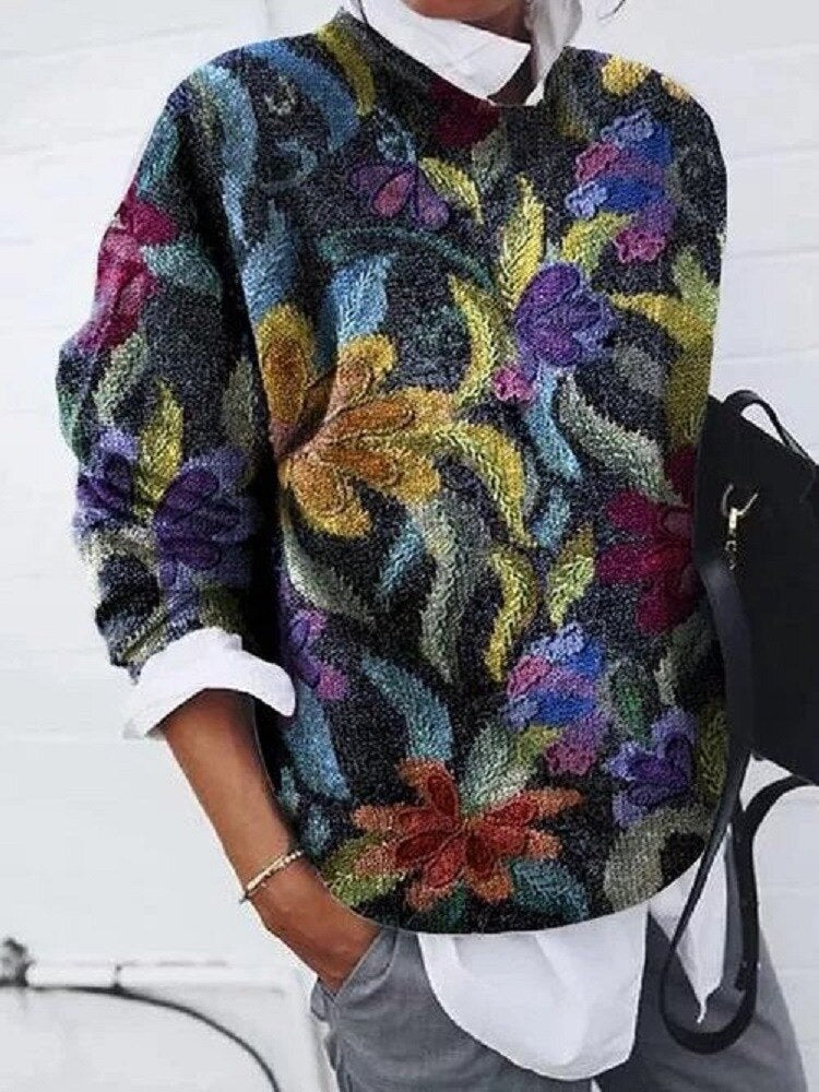 Women's Multicolor Floral Knit Sweater