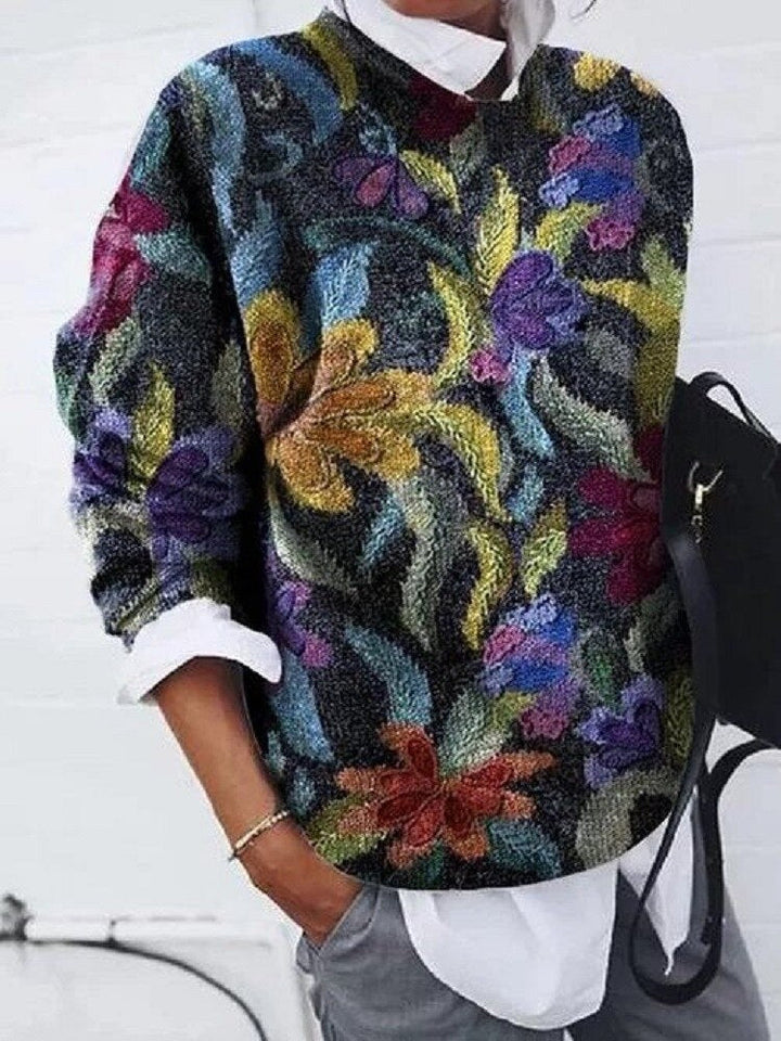 Women's Multicolor Floral Knit Sweater