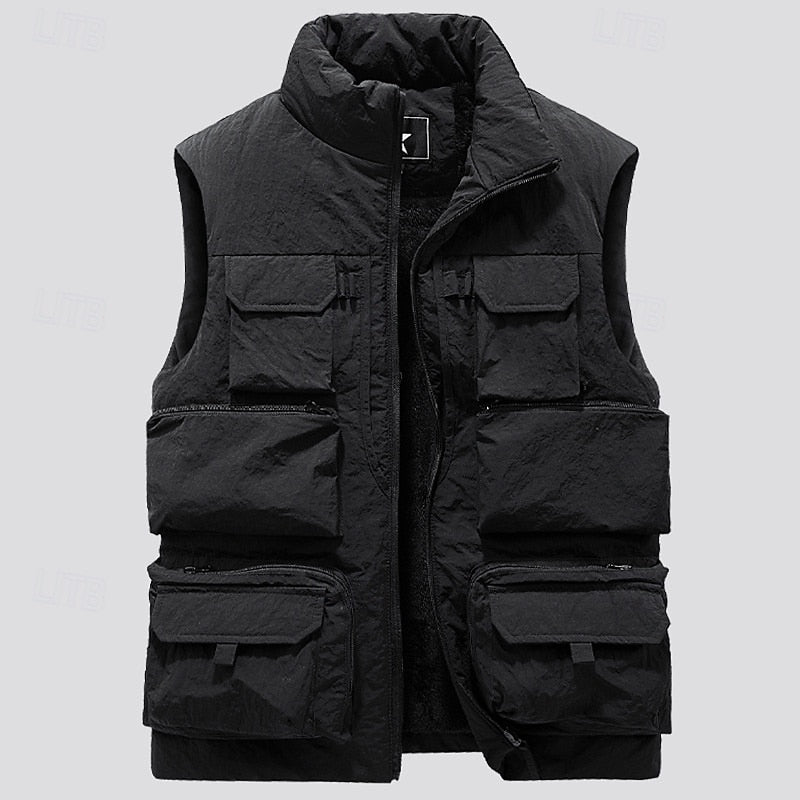 Chaleco utilitario resistente con múltiples bolsillos para hombre
