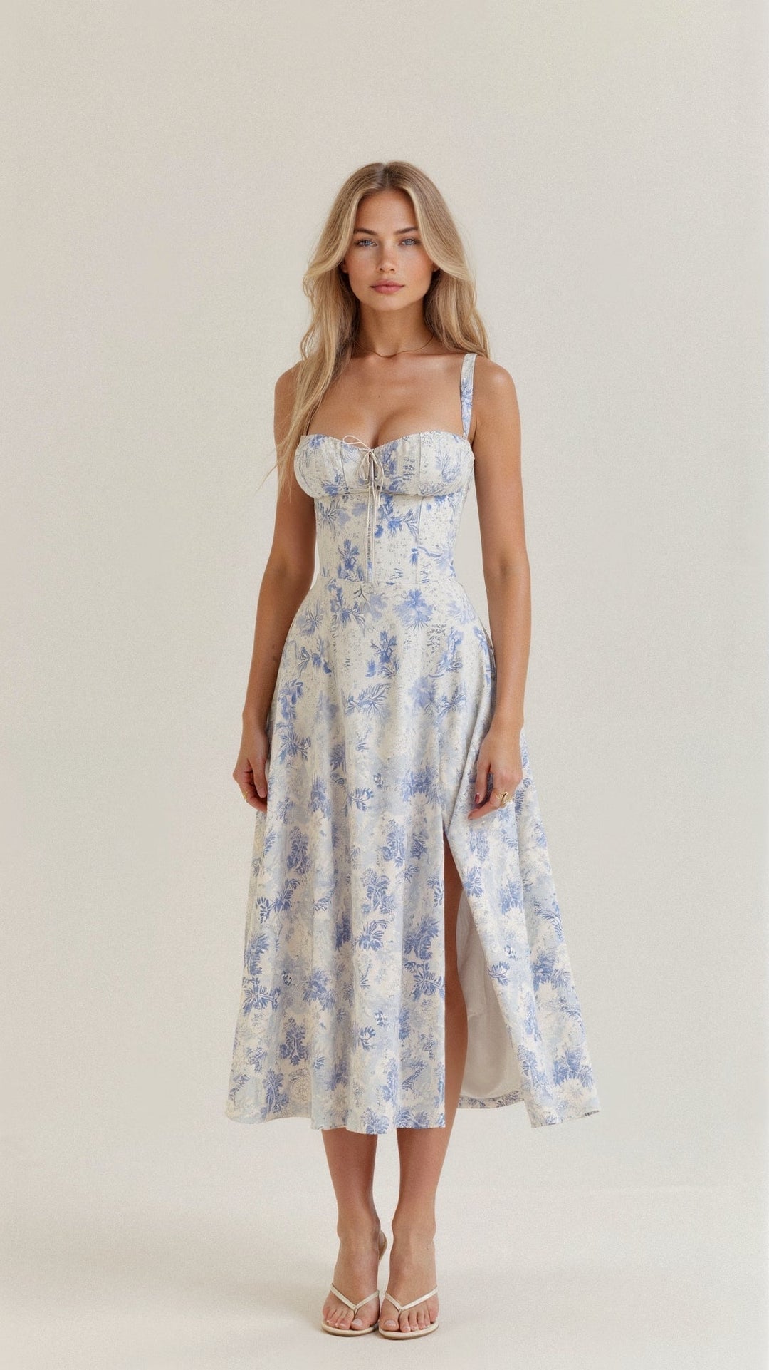 Bonnie | Damen Midikleid mit floraler, schicker Korsage