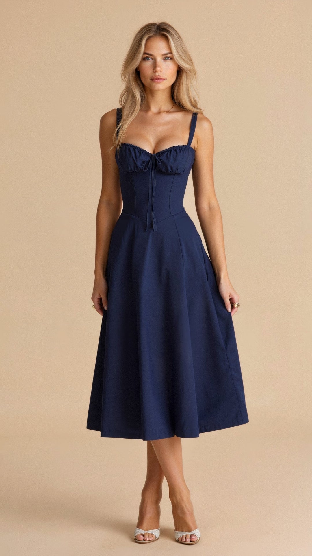 Bonnie | Damen Midikleid mit floraler, schicker Korsage