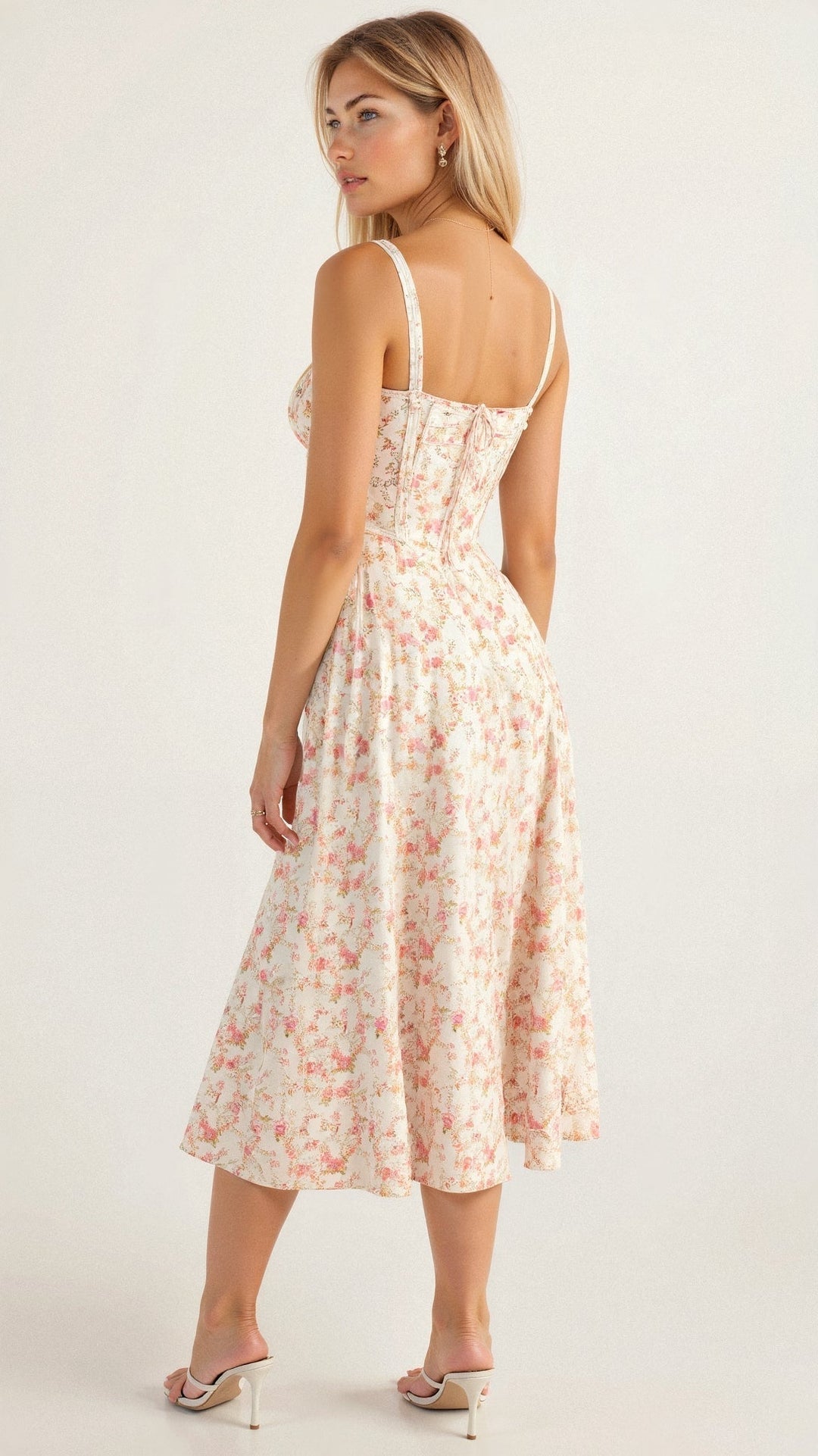 Bonnie | Damen Midikleid mit floraler, schicker Korsage