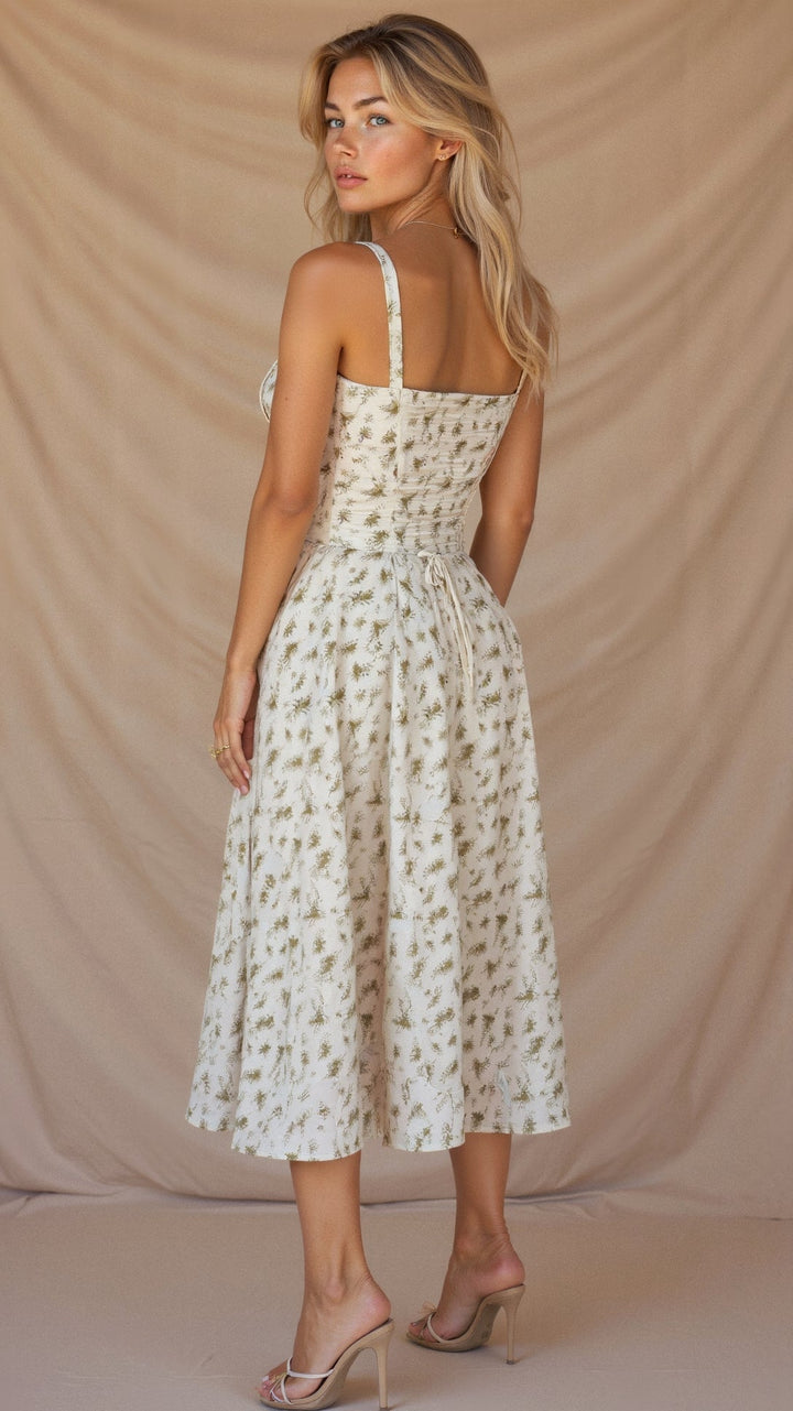 Bonnie | Damen Midikleid mit floraler, schicker Korsage