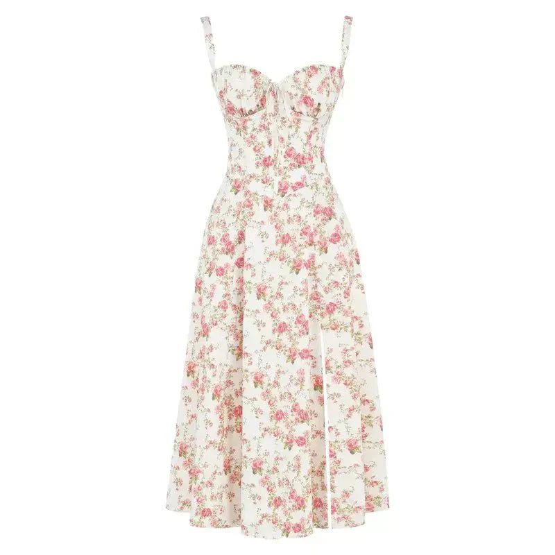 Bonnie | Damen Midikleid mit floraler, schicker Korsage