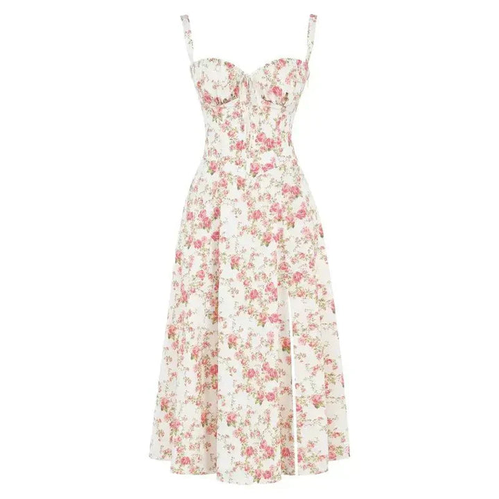 Bonnie | Damen Midikleid mit floraler, schicker Korsage