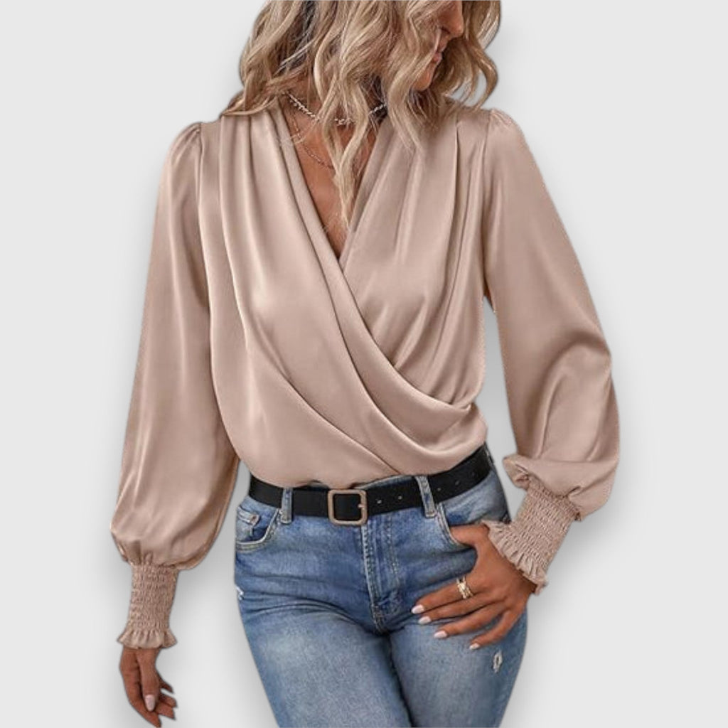 Women's Modern Grace Wrap Top Beige