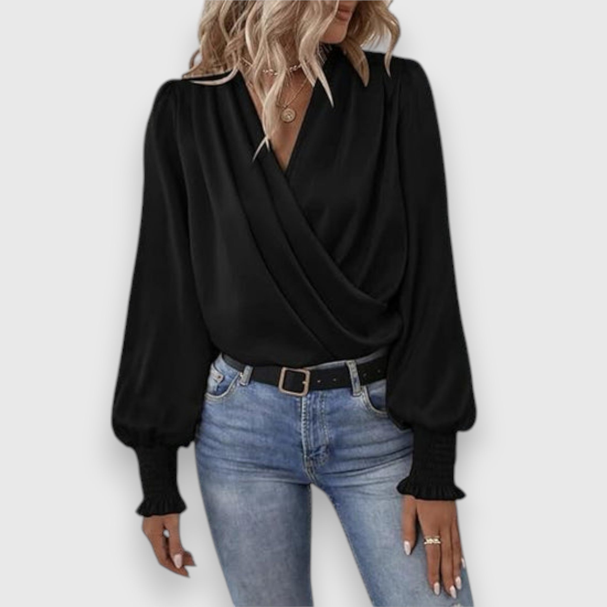 Women's Modern Grace Wrap Top Black
