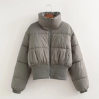 Chic Cropped Puffer Jacket Grey