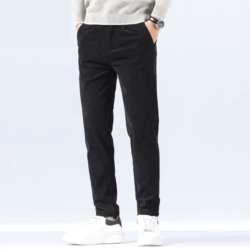 Classic Fit Corduroy Pants for Men Black