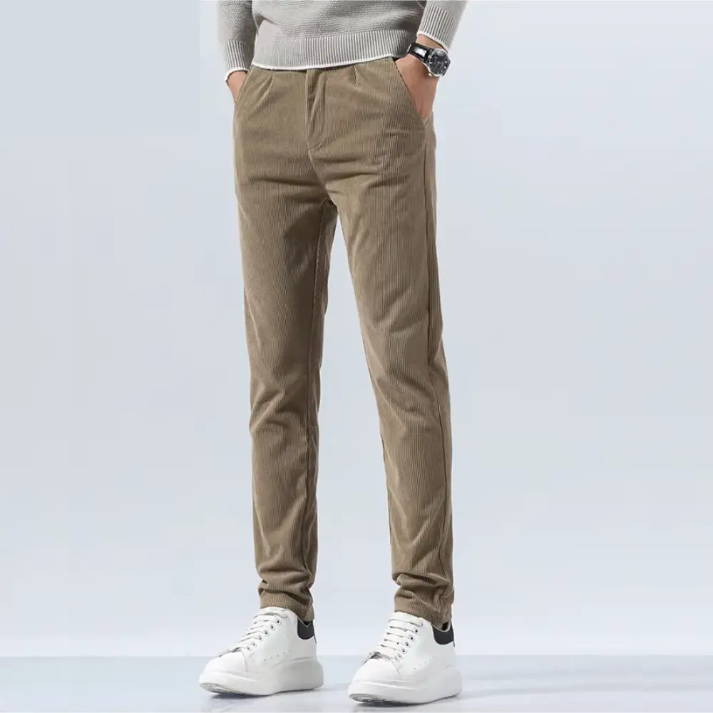 Classic Fit Corduroy Pants for Men Khaki