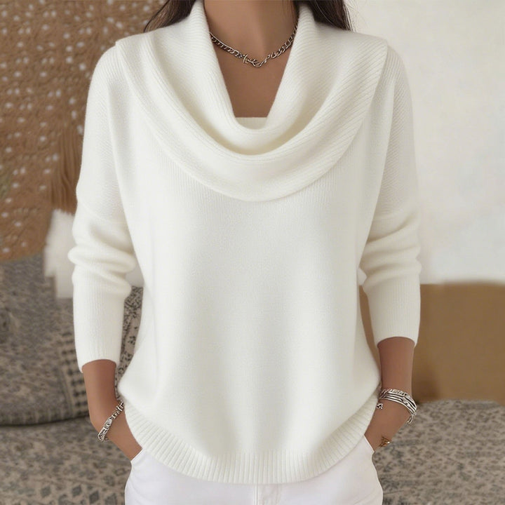 Women's Elegant Cowl-Neck Ribbed Sweater