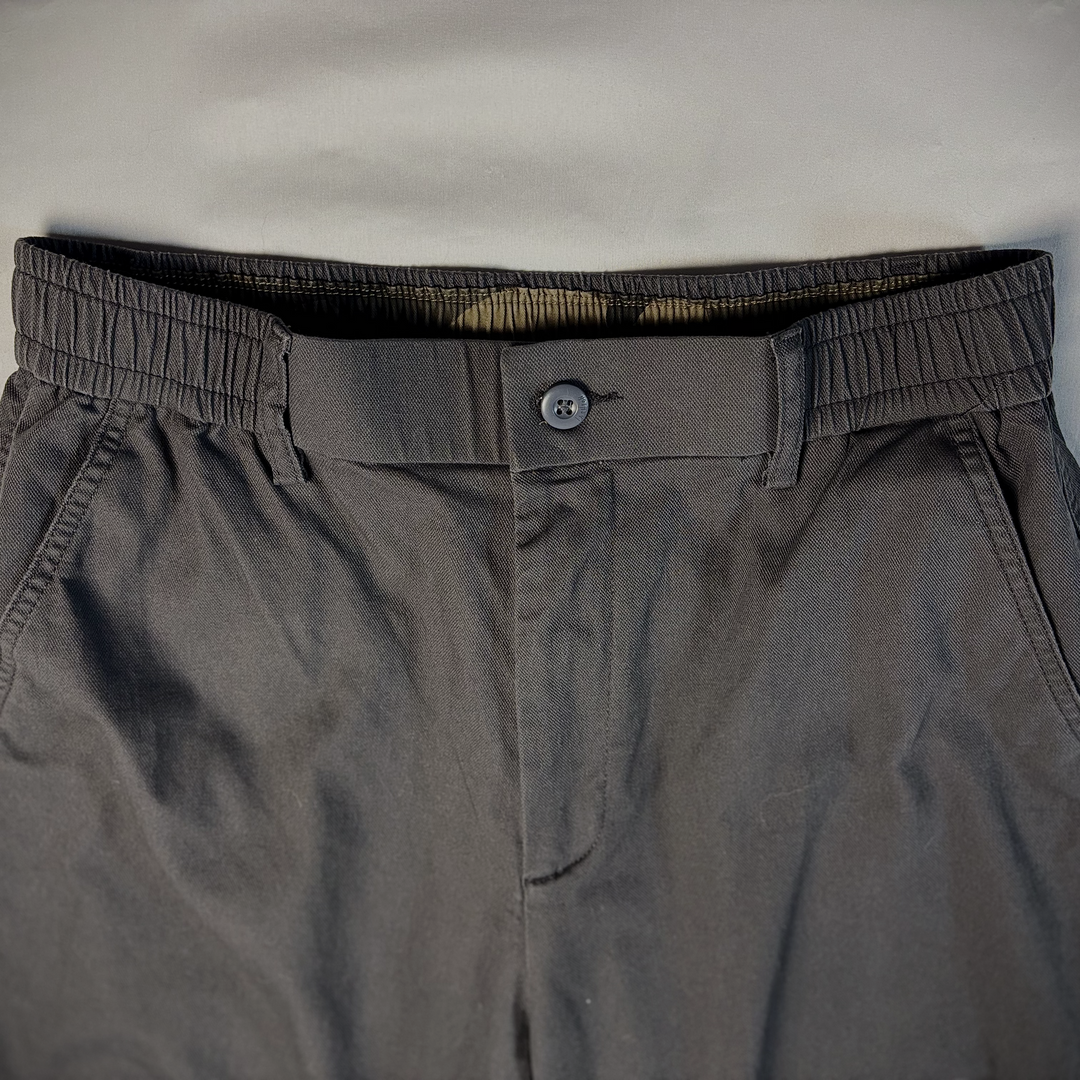 Men's Elastic Waist Canvas Pants with Rear Flap Pockets-MODAUTLET