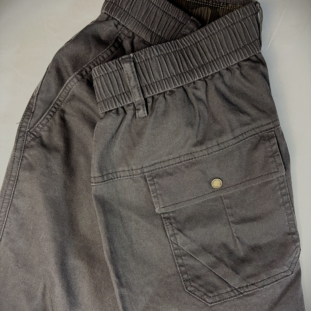 Men's Elastic Waist Canvas Pants with Rear Flap Pockets-MODAUTLET