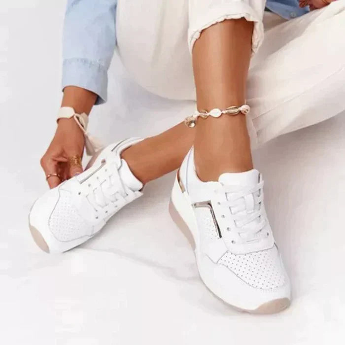 Orthopedic Sneakers for Women White Leather Comfort Shoes