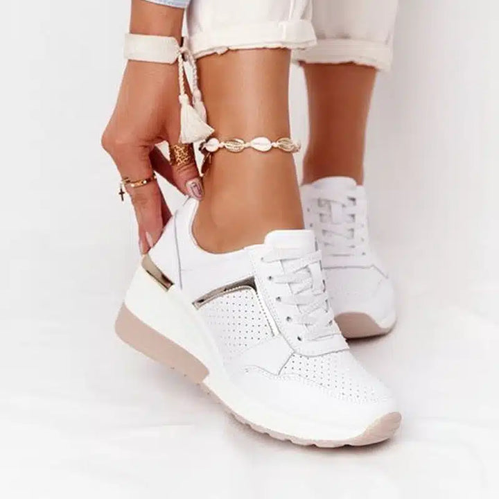 Orthopedic Sneakers for Women White Leather Comfort Shoes-MODAUTLET