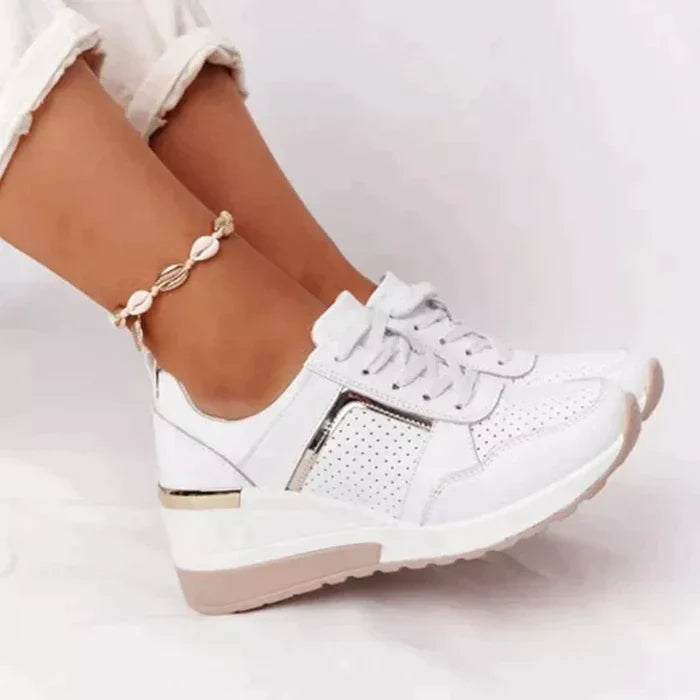 Orthopedic Sneakers for Women White Leather Comfort Shoes White
