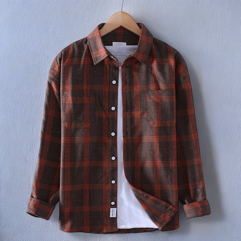 Mens Premium Plaid Shirt For Everyday Smart Casual Attire Red