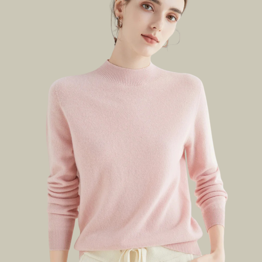 Women's Classic Mock Neck Wool Blend Sweater