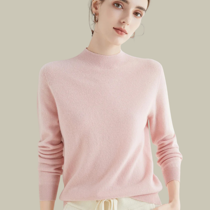 Women's Classic Mock Neck Wool Blend Sweater