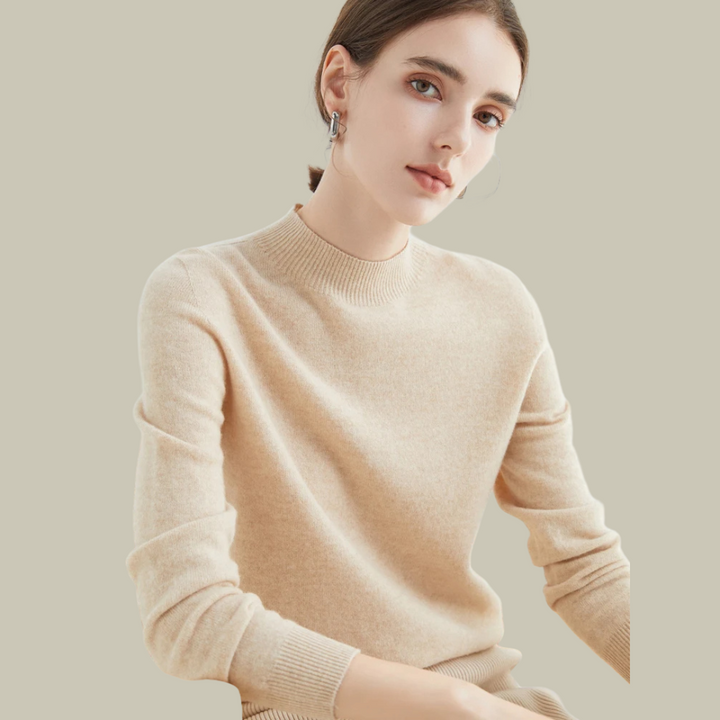 Women's Classic Mock Neck Wool Blend Sweater