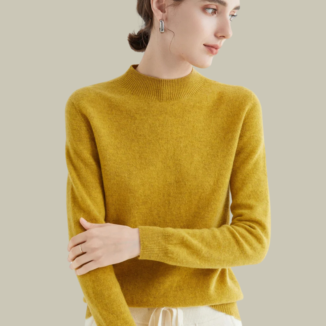Women's Classic Mock Neck Wool Blend Sweater