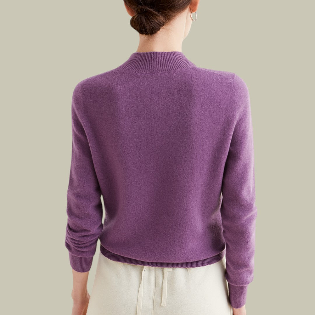 Women's Classic Mock Neck Wool Blend Sweater