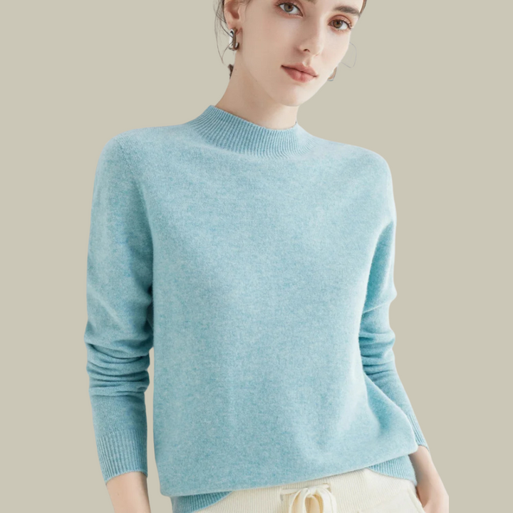 Women's Classic Mock Neck Wool Blend Sweater