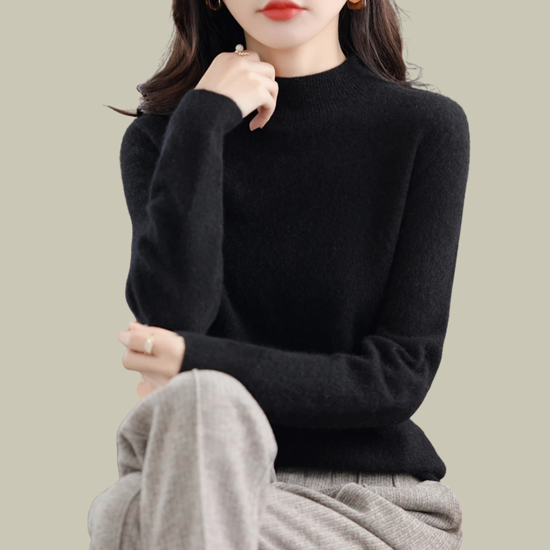 Women's Classic Mock Neck Wool Blend Sweater